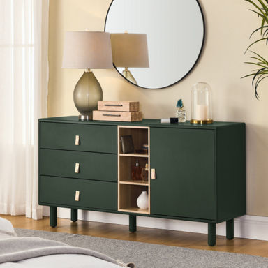 Latitude Run® Curbeam Storage Cabinet Dresser with Doors, Shelves and Drawers, Chest of Drawers & Reviews | Wayfair