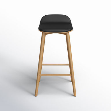 Beck 26'' Seat Height Counter Stool - Solid Wood Frame and Genuine Leather Seat