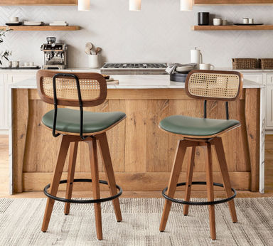 Sirine Swivel Vegan Leather Bar & Counter Stool (Set of 2)