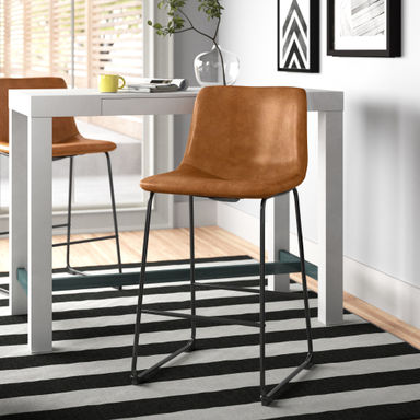 Zipcode Design™ Halterman Tufted Faux Leather Upholstered Counter & Bar Stool with Metal Sled Base & Reviews | Wayfair