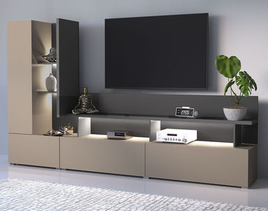 Congo, Anthracite & Black Sabrenia Entertainment Unit W270cm - Modern Media Storage Solution