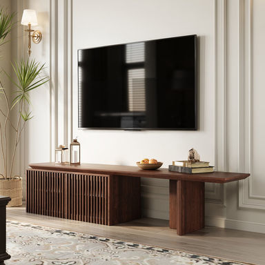 Loon Peak® Jarisa 110.24'' W Storage Credenza， Retracted Extendable TV Stand -Wood TV Console Media Cabinet with Storage & Reviews | Wayfair