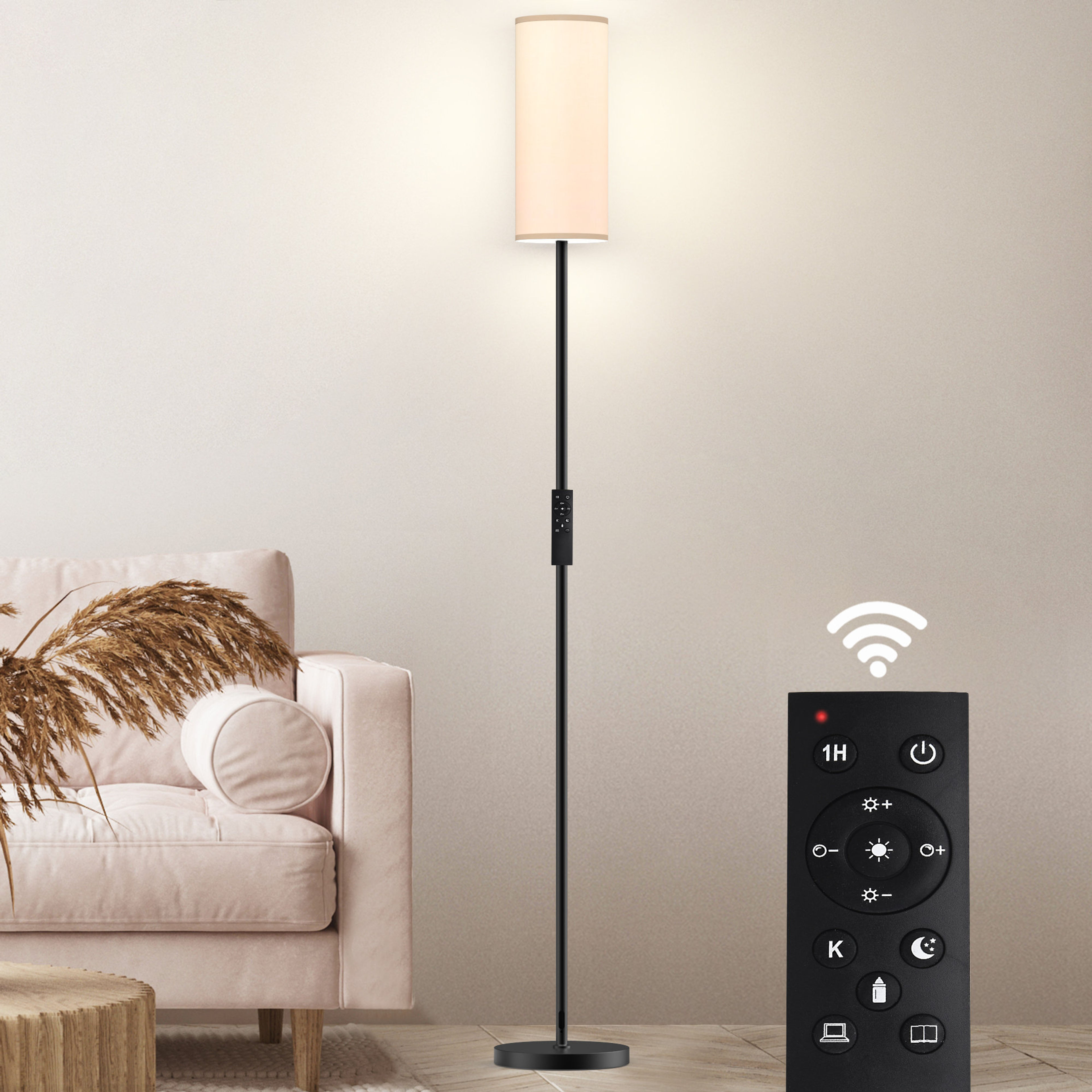 Rodenal 66.5" Smart Floor Lamp with Remote Control