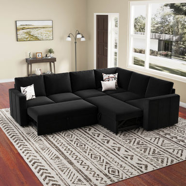 L Shaped Sofa Set Large Velvet Chenille Pullout Sofa Bed Modular Sectional Couch Convertible Sleeper