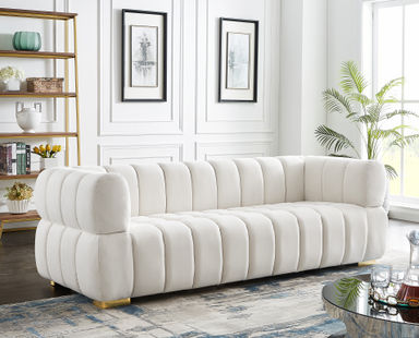 Carlan 91" Velvet Tuxedo Arm Sofa