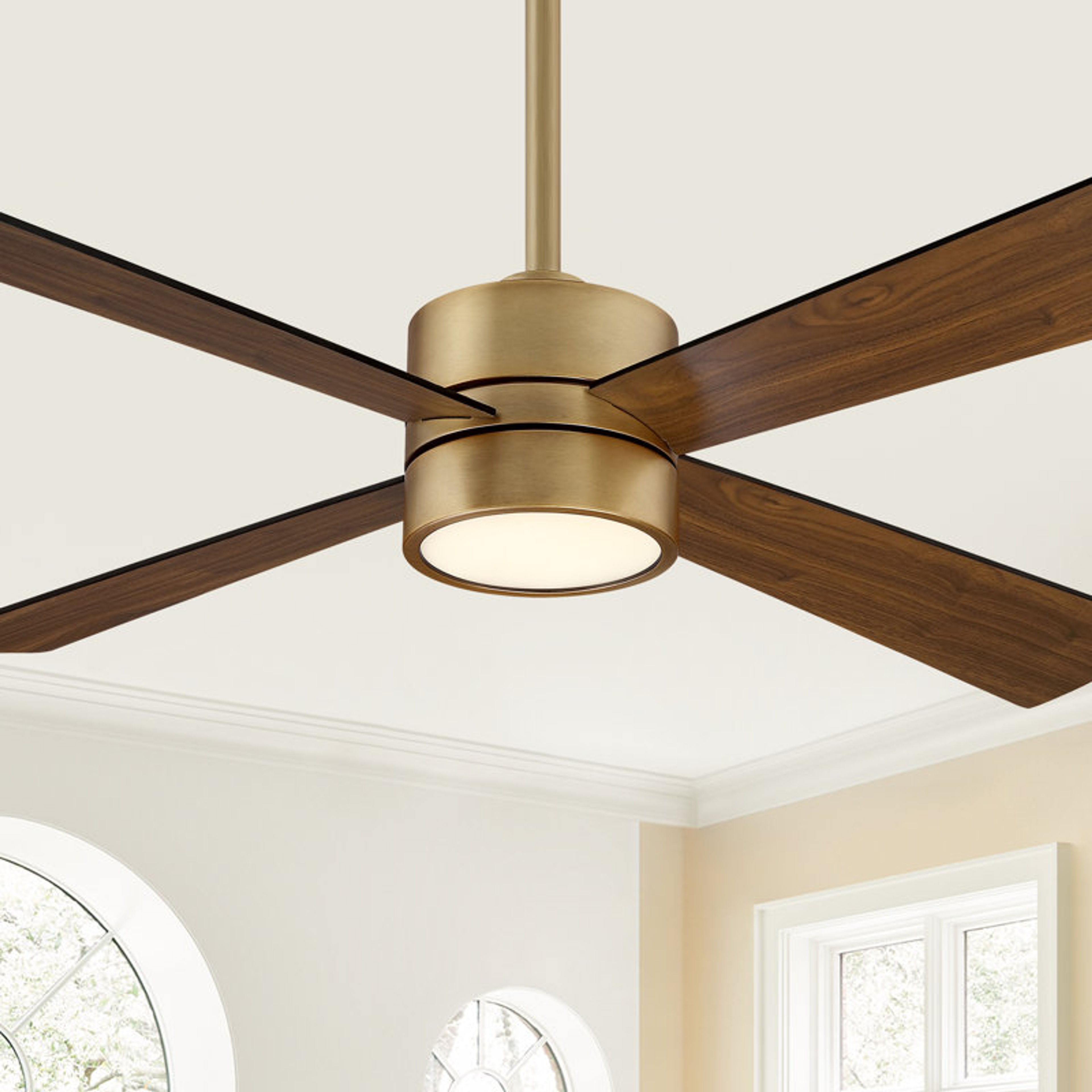 Camran 52'' Ceiling Fan with LED Lights | Brass & Walnut