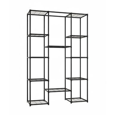 Plant Stand Outdoor Tall Plant Shelf Indoor Metal Large Hanging Plant Cabinet Waterproof Plant Rack Flower Holder Black