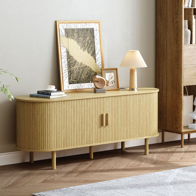 Ebern Designs Tv Stand With Storage And Shelves Designed To Fit 55’’ - 80’’ Tvs. Wood Entertainment Center For Living Room And Bedroom, Media Console And Modern Tv Console Table & Reviews | Wayfair