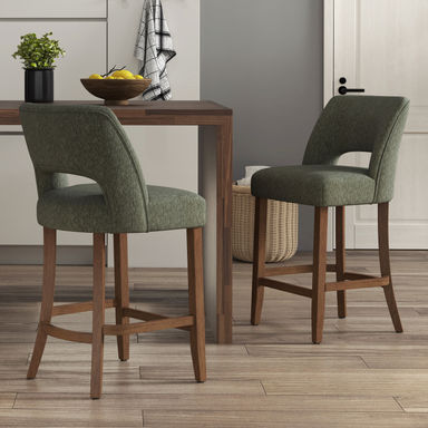 Lark Manor™ Bisto Upholstered Counter Height Bar Stool with Solid Wood legs & Reviews | Wayfair