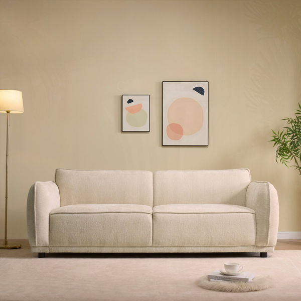 Round Arm 3 Seater Modern Upholstered Sofa