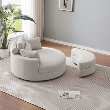 Dashton Upholstered Barrel Chair with Ottoman