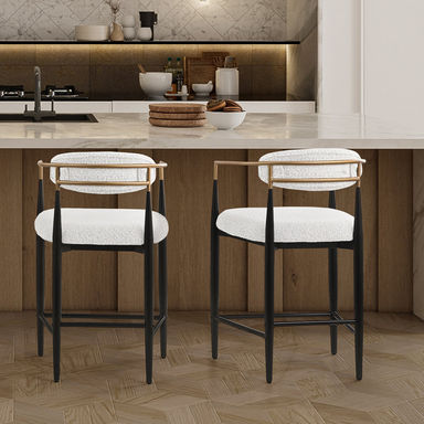 Ackley Amerson Upholstered 25.8" Counter Stool,  Modern Sleek Bar Chair (Set of 2)