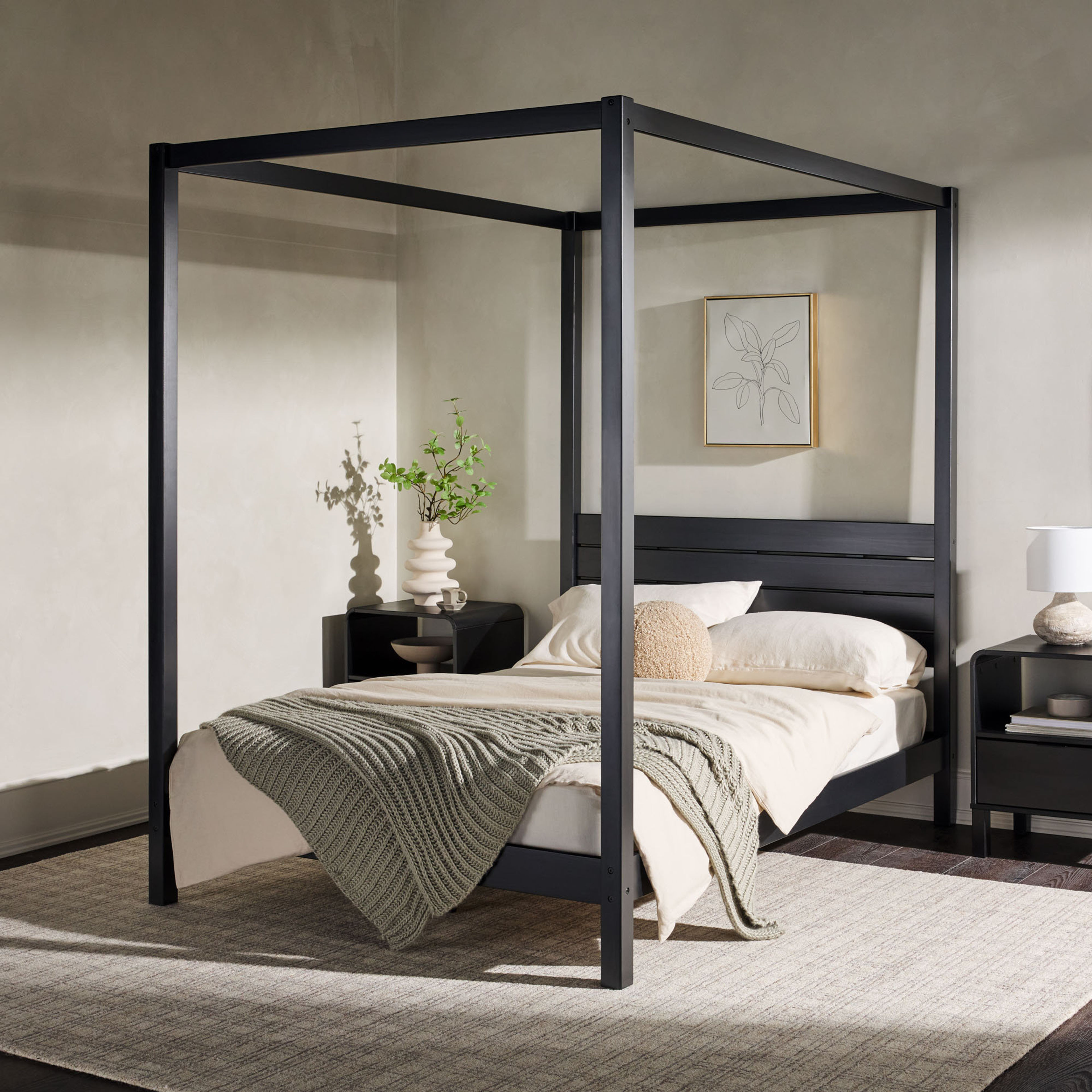 Hanhalyn Solid Wood Canopy Bed - Modern Design