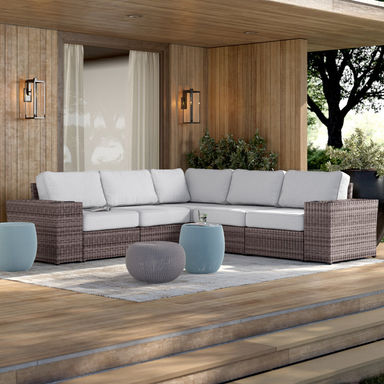Ayantu Fully Assembled 102'' Wide Outdoor Wicker Reversible Patio Sectional with Cushions
