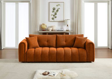 Latitude Run® 91.5" Wide Tufted Chenille Round Arm Upholstered Sofa & Reviews | Wayfair