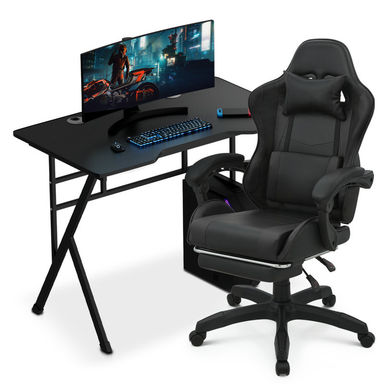 Computer Table and Gaming Chair Set, Laptop Desk with Office Chair Workstation for Home Office (Set of 2)