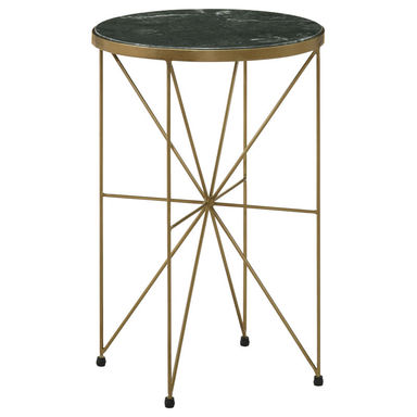 Oslinde 22.5'' Tall End Table with Marble Top in Green and Antique Gold