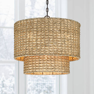 Stutz 4 - Light Rattan Dimmable Chandelier