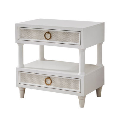 Abramowitz 2-Drawer with Open Shelf Nightstand - White