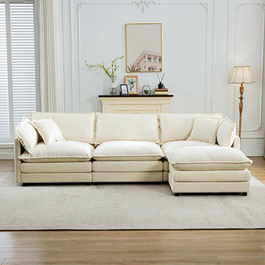 Latitude Run® Shamill 120'' Wide Chenille 2 layers Cloud Sofa Couch with Ottoman & Reviews | Wayfair