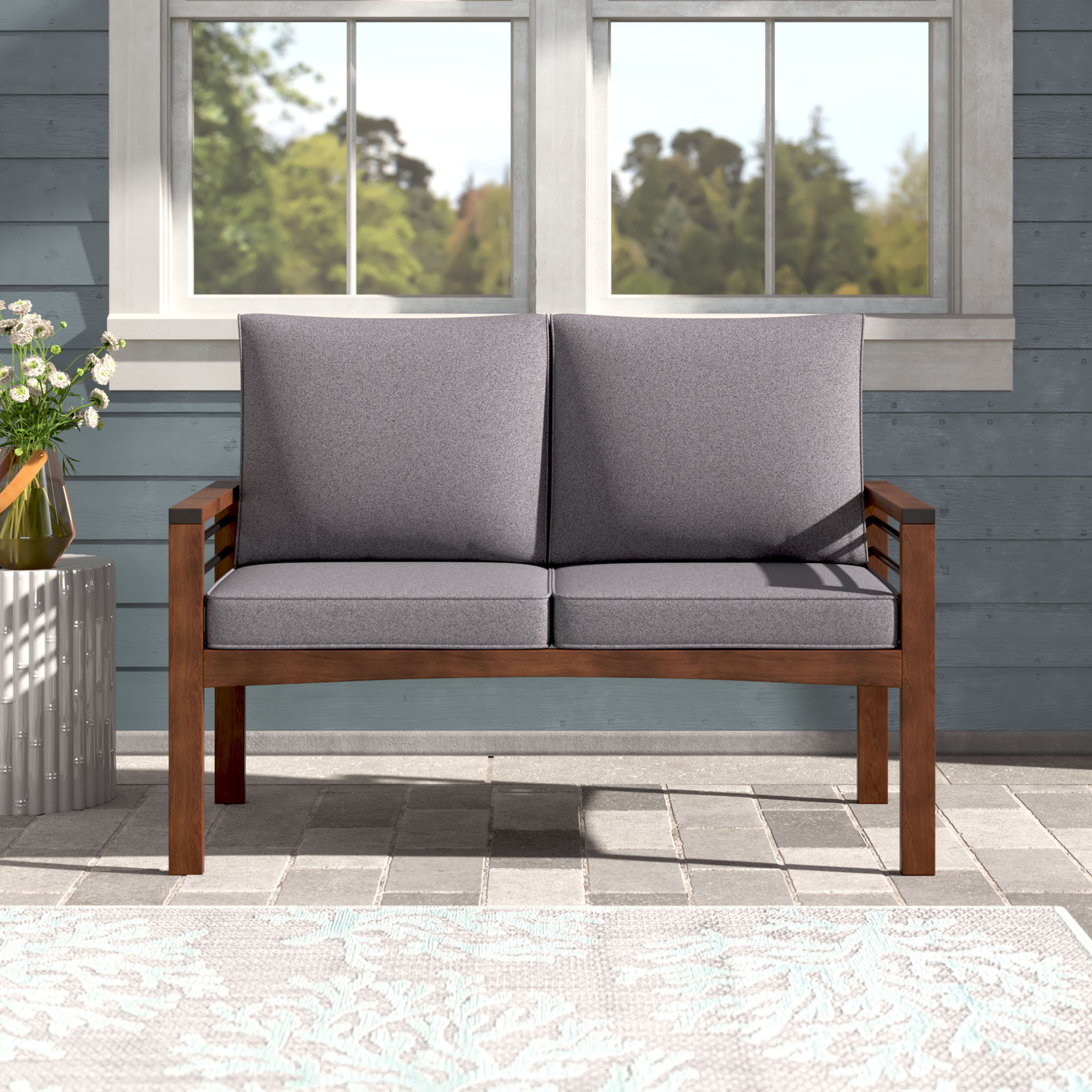 Piatto 48'' Acacia Outdoor Loveseat - Comfortable Patio Seating