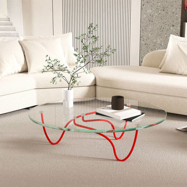 Creative oval glass coffee table living room