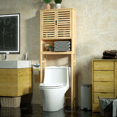 Bay Isle Home™ Donnell 24.4'' W x 67'' H x 9.4'' D Solid Wood Over-The-Toilet Storage & Reviews | Wayfair