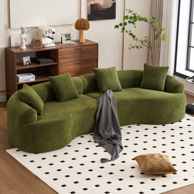 4 Seater Sofa With Chenille Fabric, 30D ,60 Hardness Full Sponge,4 Pillow For Living Room, Home Furniture Sleeper Sectional Sofa For Apartment