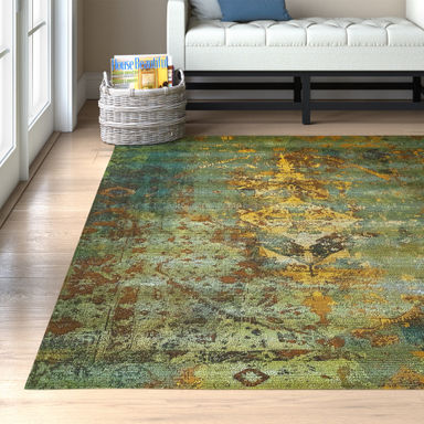 Kowalczyk Oriental Green Indoor / Outdoor Area Rug