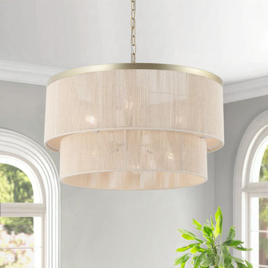 24" 6-Light Dimmable Drum Chandelier
