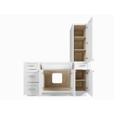 Disar 60'' Single Bathroom Vanity With Right Tall Linen Cabinet Dovetail Solid Wood Drawer Base Only