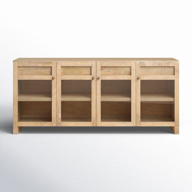 Stonewall Light Brown Wood w/ Glass Doors Sideboard