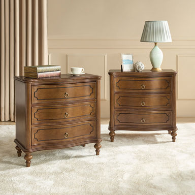 Elfine 28'' W Traditional Curves Nightstand with Charging Station and Solid Wood Legs (Set of 2)