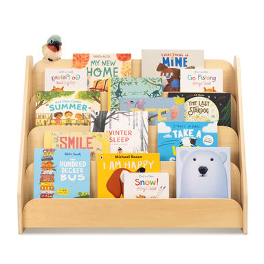 Wood  Kids Bookshelf, 4-tier Front Facing Book Display Shelf
