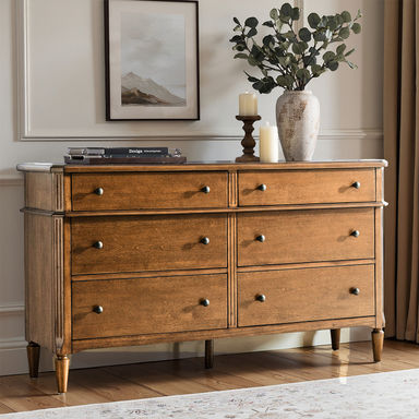 Isabel Transitional 58''W 6-Drawer Solid Wood Dresser Simple Assembly
