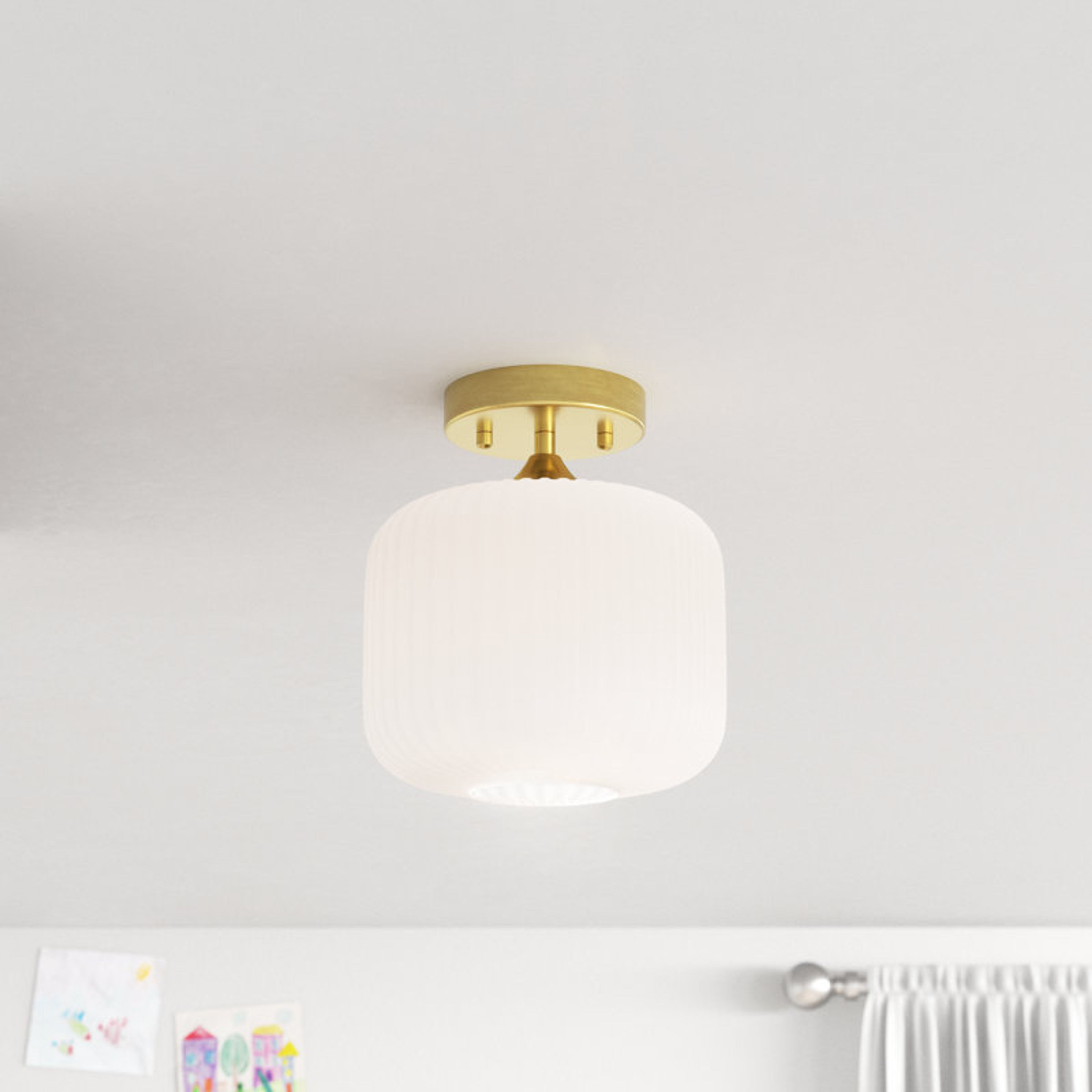 Elegant 10" Gold Art Deco Globe Semi-Flush Ceiling Light