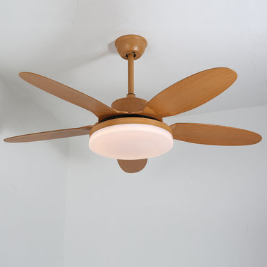 48 Inch 5-Blades Wood Color Ceiling Fan Light With Remote Control And Light Kit Included