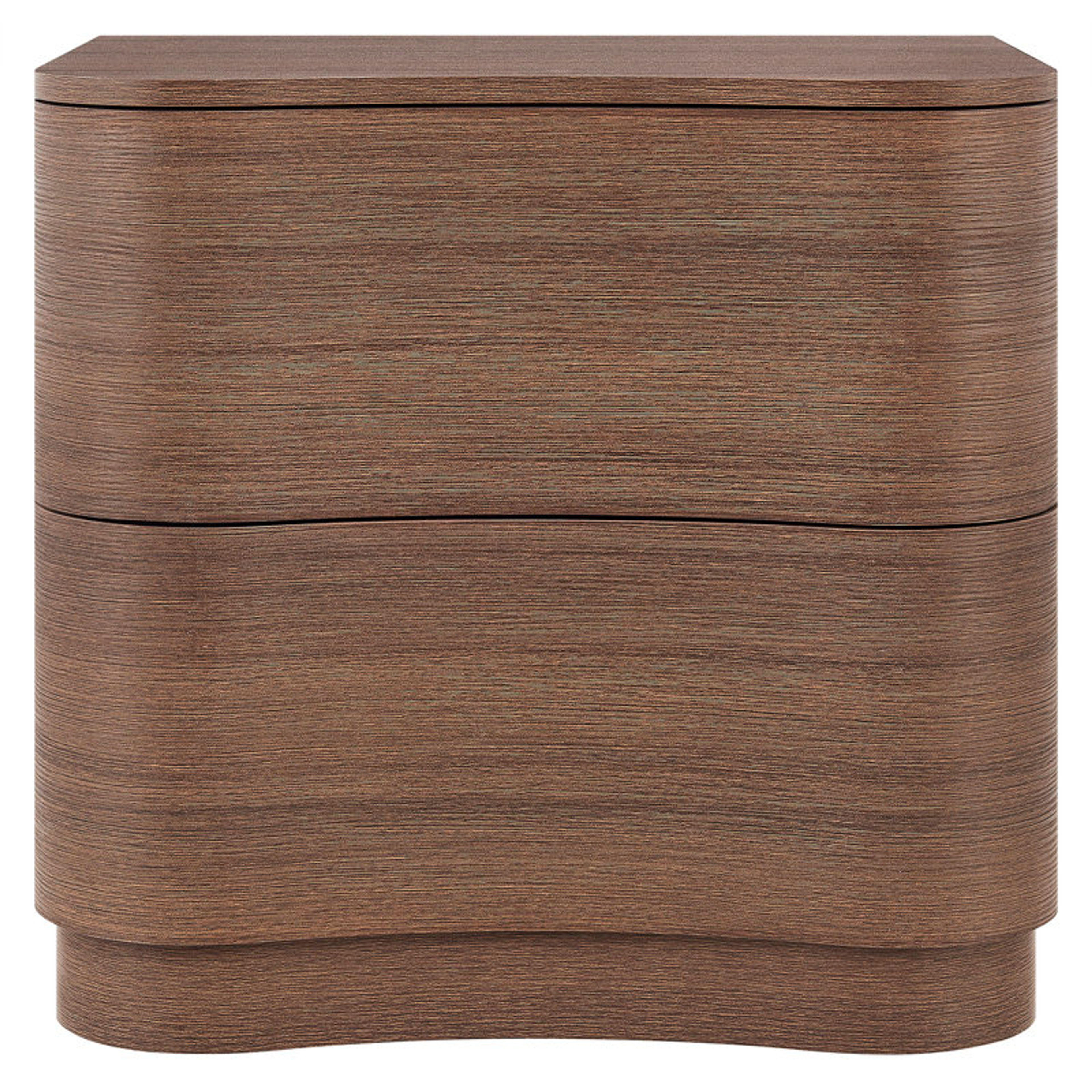 Modway Mirae 2-Drawer Curved Nightstand in Brushed Brown Oak
