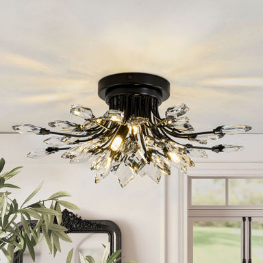House of Hampton Kaianna 4 - Light Dimmable Unique/Statement Sputnik Flush Mount with Crystal Accents & Reviews - Wayfair Canada