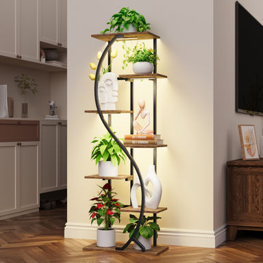 17 Stories 59" Tall Plant Stand with Grow Light Indoor, S-Shaped 7 Tiered Metal Plant Shelf for Indoor Plants Multiple | Wayfair