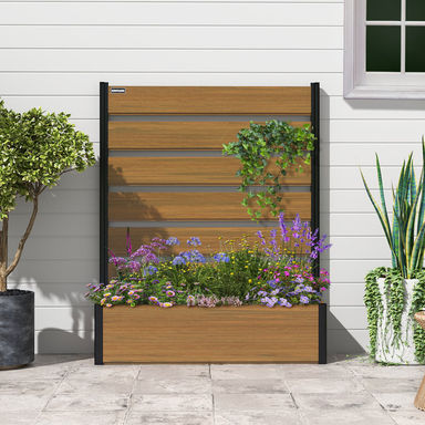 Planter Box With Trellis, Vertical Garden Bed With Aluminum Frame & Composite Wood Panel