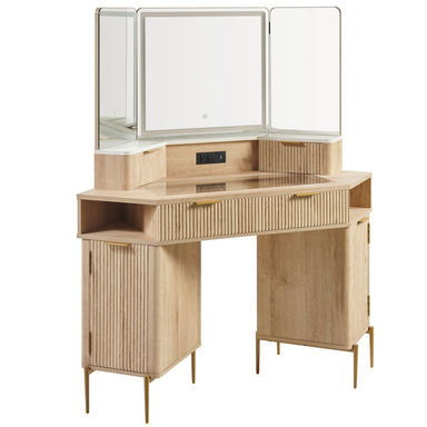 48" Corner Makeup Vanity With 3 Led Mirror