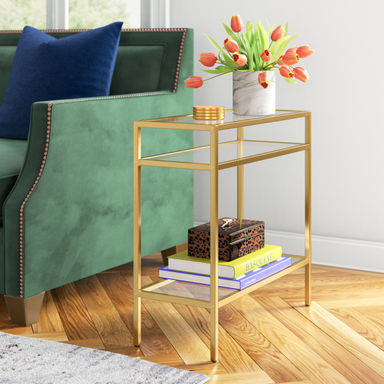 Wade Logan® Ceno Glass End Table with Storage & Reviews | Wayfair