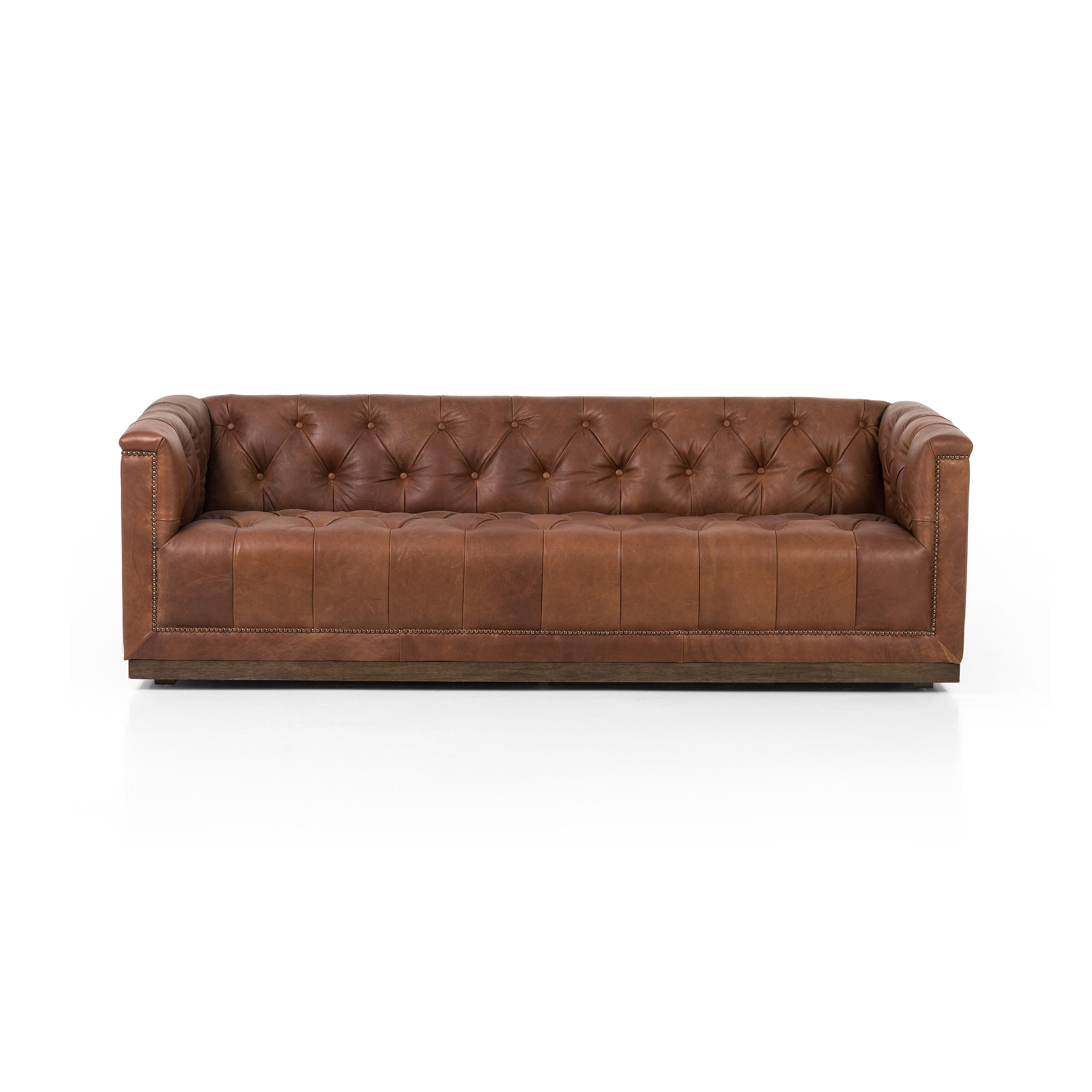 Birch Lane Byer 85.75" Genuine Leather Square Arm Sofa | Wayfair