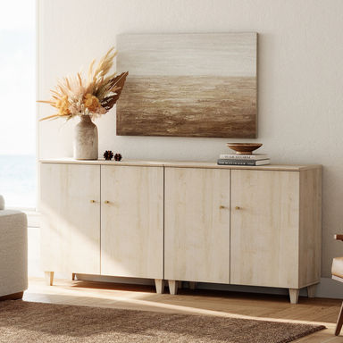 2-In-1 TV Stands With Doors, Entertainment Center With 6 Storage Compartments