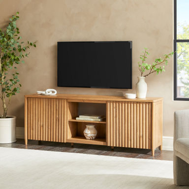 Loon Peak® Scandinavian Reeded TV Stand with Open Storage & Reviews | Wayfair