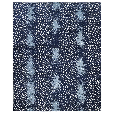 Matterson Animal Print Hand-Knotted Wool/Cotton Navy/White Area Rug
