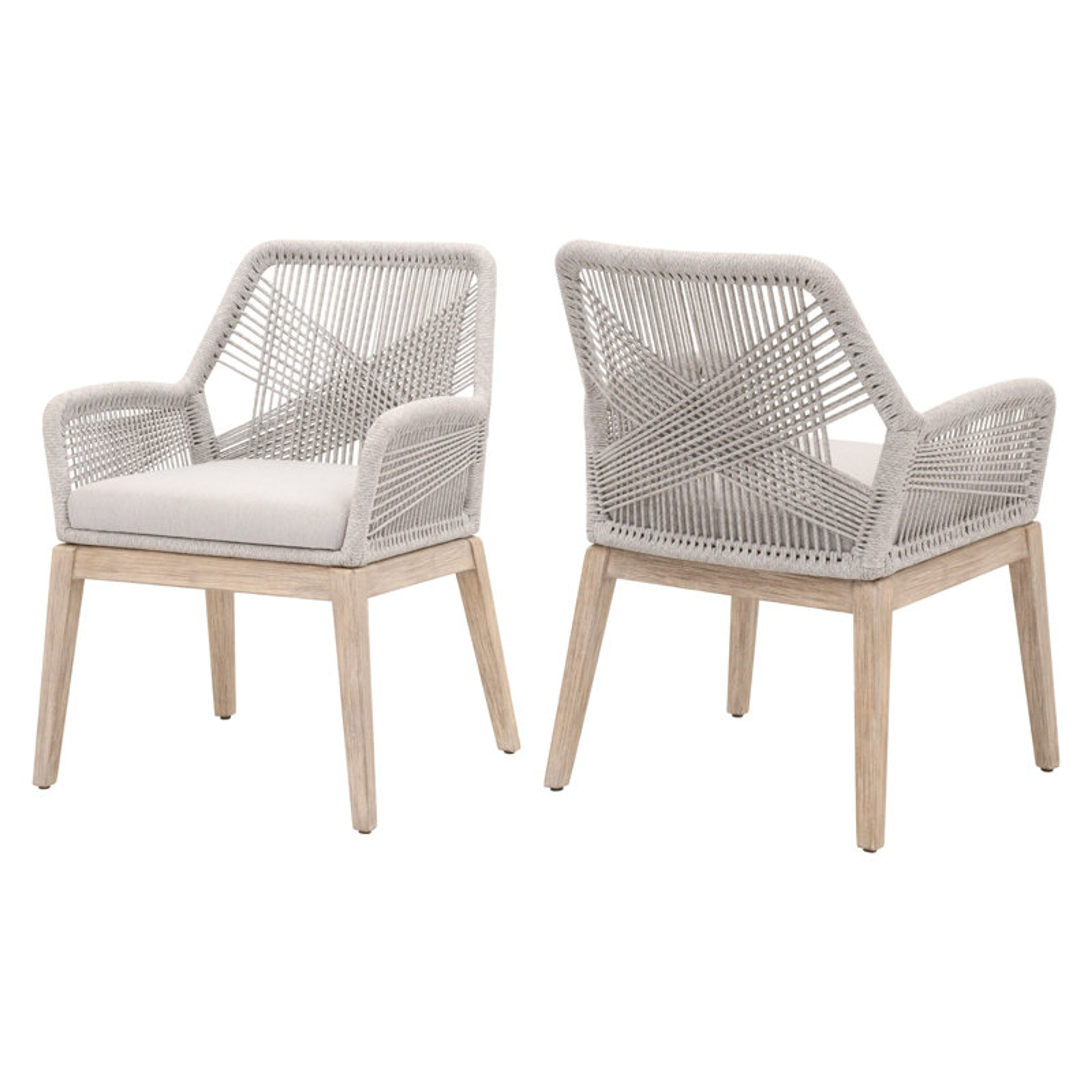 Krisily 2-Piece Solid Wood Arm Chairs Taupe/White