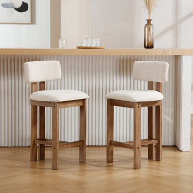 Latitude Run® Modern Upholstered Solid Wood Bar Stool With Comfortable Backrest,Counter Stool With Sheet Metal Upholstery And Fixing Set Of 2 & Reviews | Wayfair