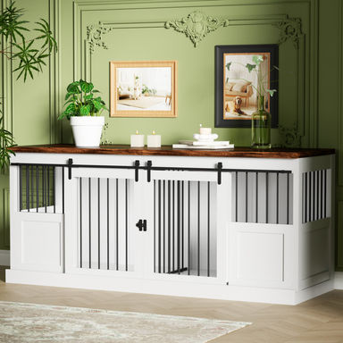Tucker Murphy Pet™ 70.86‘’ Large Dog Crate Furniture, Wooden Dog Kennel For 2 Large Dogs